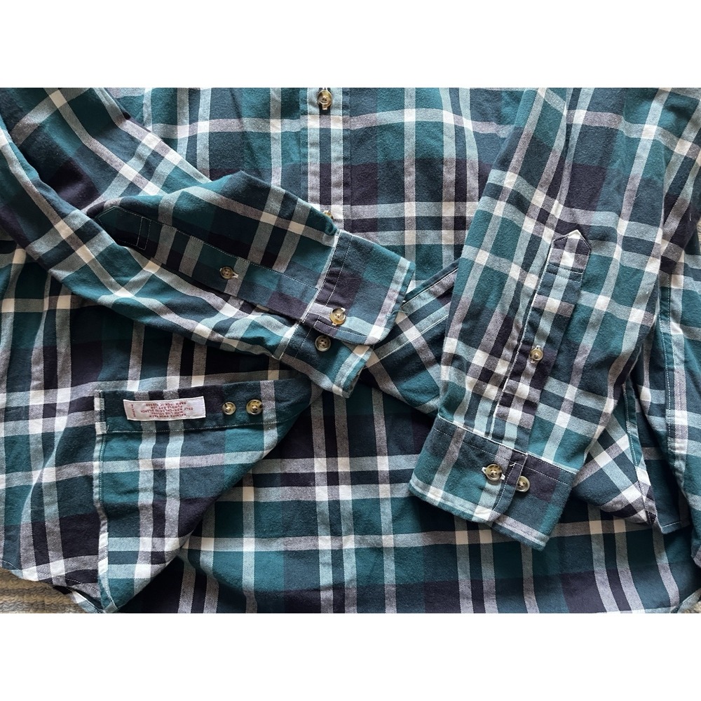 Brooks Brothers Long‎ Sleeve Flannel Button Madison Shirt - Green/Blue/White - M - Picture 2 of 5
